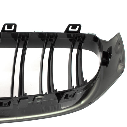 BMW 3 F34 GT 13-20 grilles between headlights (kidney grilles) left + right set. BLACK GLOSSY DOUBLE BAR