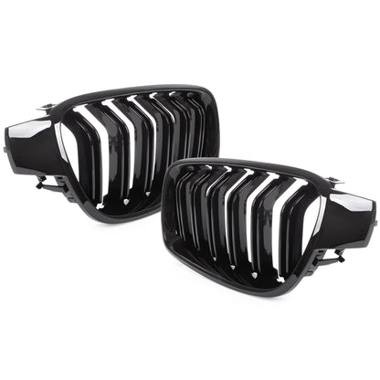 BMW 3 F30 / F31 11-15 SEDAN / WAGON grilles (kidneys) left + right set BLACK GLOSSY DOUBLE BAR