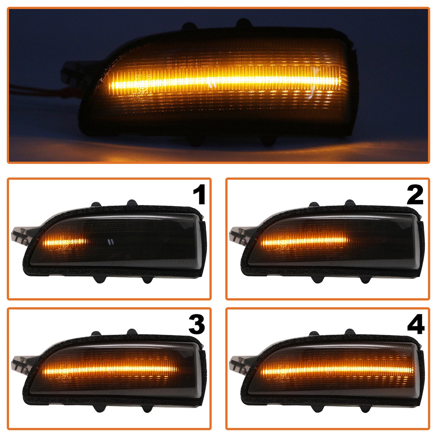 Volvo S40 II 04-12 smoked dynamic LED mirror turn signal left + right 2 pcs set