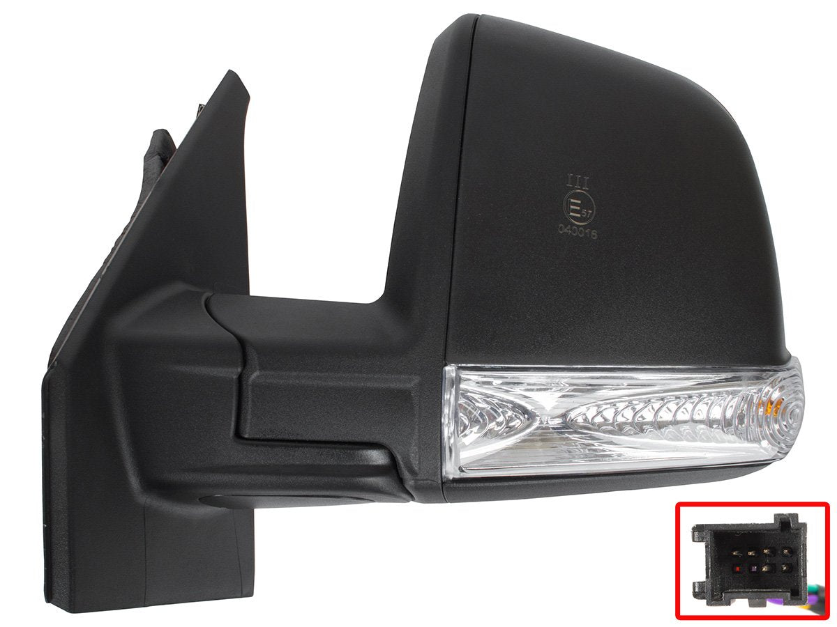 Fiat Doblo 2010 - electric heated door mirror, black, NO SENSOR, left