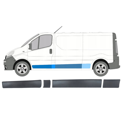 Renault Trafic II LONG 01-13 left front door trim + left side trim FOR THE PILLAR behind the door + LONG left side trim behind the pillar + left side trim IN FRONT OF THE REAR WHEEL 4 pcs. SET