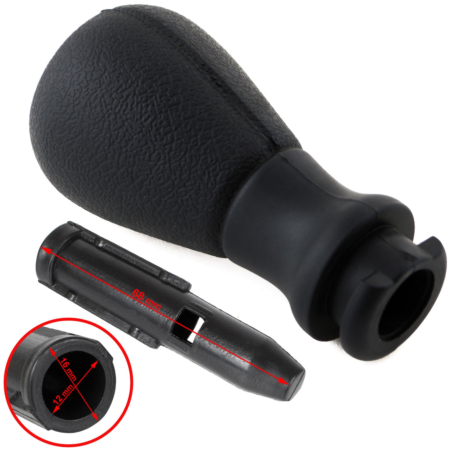Peugeot 207 gałka zmiany biegów + adapter / przejściówka dźwigni drążka gałki zmiany biegów 2 szt. KPL