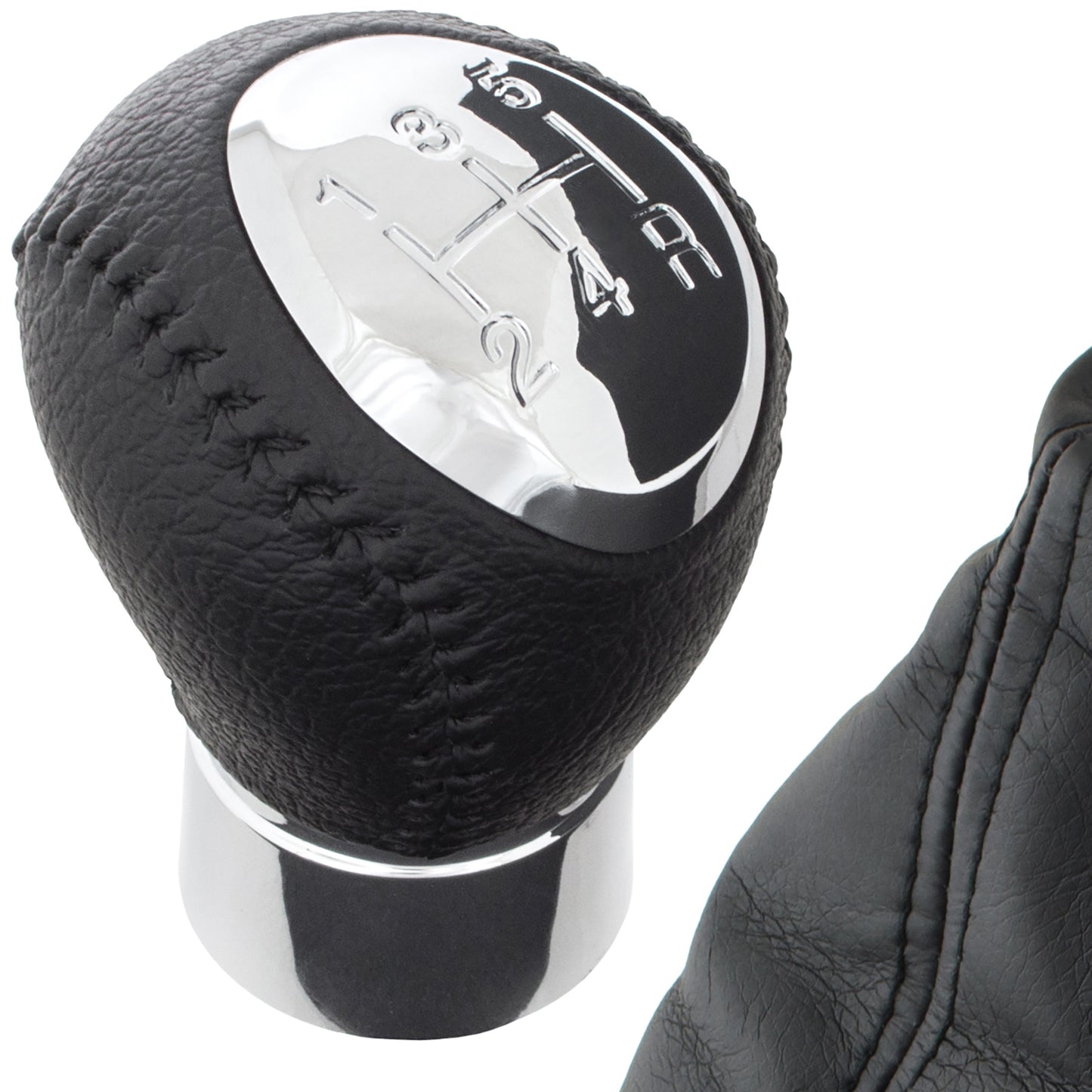 Mazda 6 GG/GY 02-08 gear knob BLACK LEATHER 5 GEARS 10 MM + gear stick gaiter + frame 2 pcs. SET