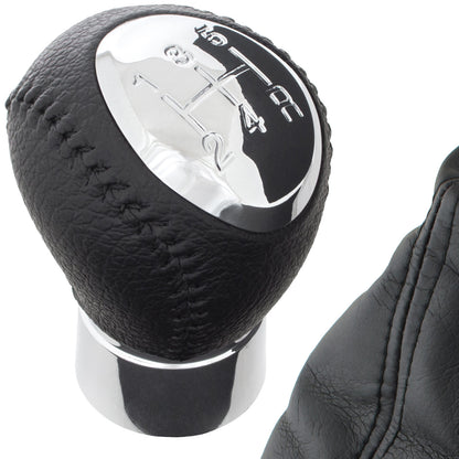 Mazda 6 GG/GY 02-08 gear knob BLACK LEATHER 5 GEARS 10 MM + gear stick gaiter + frame 2 pcs. SET