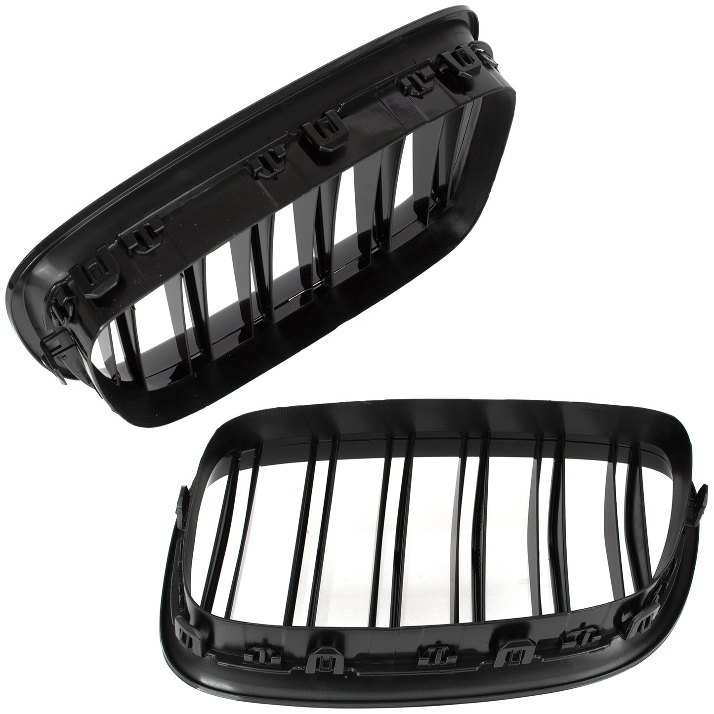 BMW 5 F07 GT 09-17 headlight grilles (kidneys) left + right set BLACK GLOSSY DOUBLE BAR