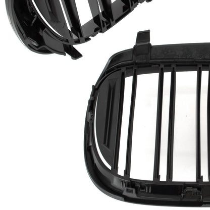 BMW 7 G11 G12 2015- Grilles between headlights (kidneys) left + right set. BLACK GLOSSY DOUBLE BAR