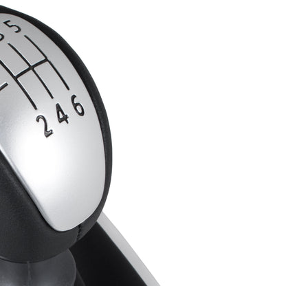 Renault Laguna III 07-15 gear knob BLACK / SILVER + BLACK GAITER WITH SILVER FRAME 6 SPEED