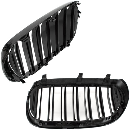 BMW 7 G11 G12 2015- Grilles between headlights (kidneys) left + right set. BLACK GLOSSY DOUBLE BAR