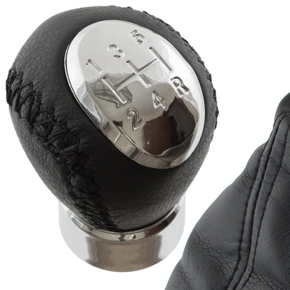 Mazda 6 GG/GY 02-08 gear knob BLACK LEATHER 5 SPEED 12 MM + gear stick gaiter + frame 2 pcs. SET