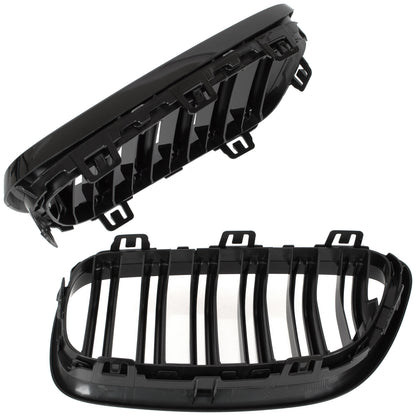 BMW 2 F23 2014- kidney grilles left + right set. BLACK GLOSSY DOUBLE BAR