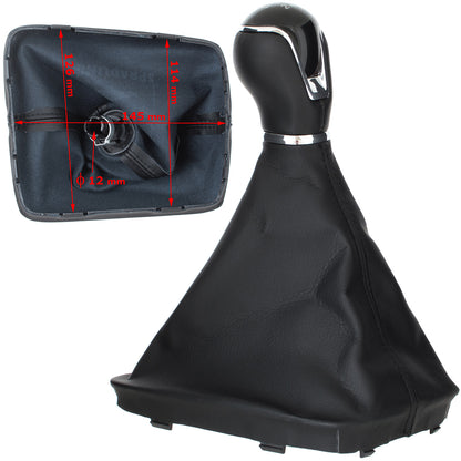 Seat Leon III 12-17 gear knob BLACK ECO-LEATHER + gaiter with frame 6 SPEEDS