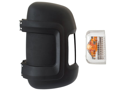Fiat Ducato 2006- long arm exterior mirror housing + orange indicator insert, left, 2 pcs. set
