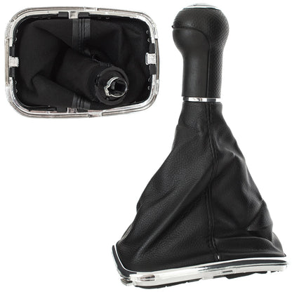 VW Golf IV 97-03 gear knob SILVER + gaiter with chrome frame 6 GEARS 12MM HOLE