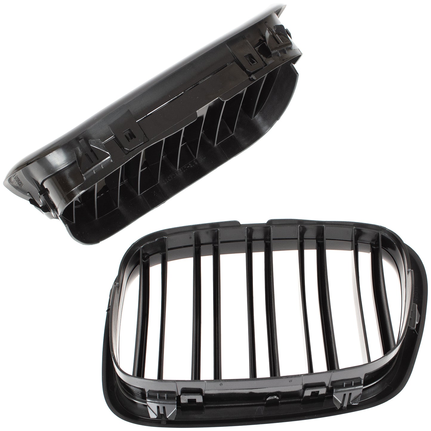 BMW 5 E39 95-03 SEDAN / ESTATE grilles (kidneys) left + right set BLACK GLOSSY DOUBLE BAR