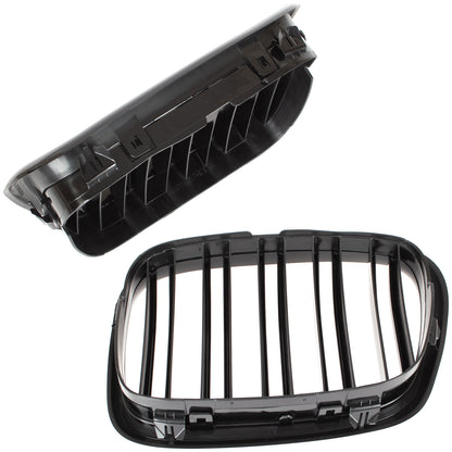 BMW 5 E39 95-03 SEDAN / ESTATE grilles (kidneys) left + right set BLACK GLOSSY DOUBLE BAR