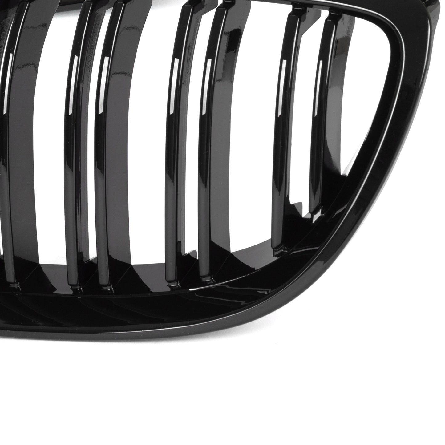BMW 3 E92 E93 06-10 dummy grilles between headlights (kidneys) left + right set. BLACK GLOSSY DOUBLE BAR