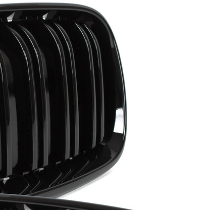 BMW 2 F23 2014- kidney grilles left + right set. BLACK GLOSSY DOUBLE BAR