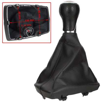 Audi A5 8T 07-16 Gear knob BLACK + CHROME 6 SPEED + GAITER BLACK WITH BLACK STITCHING