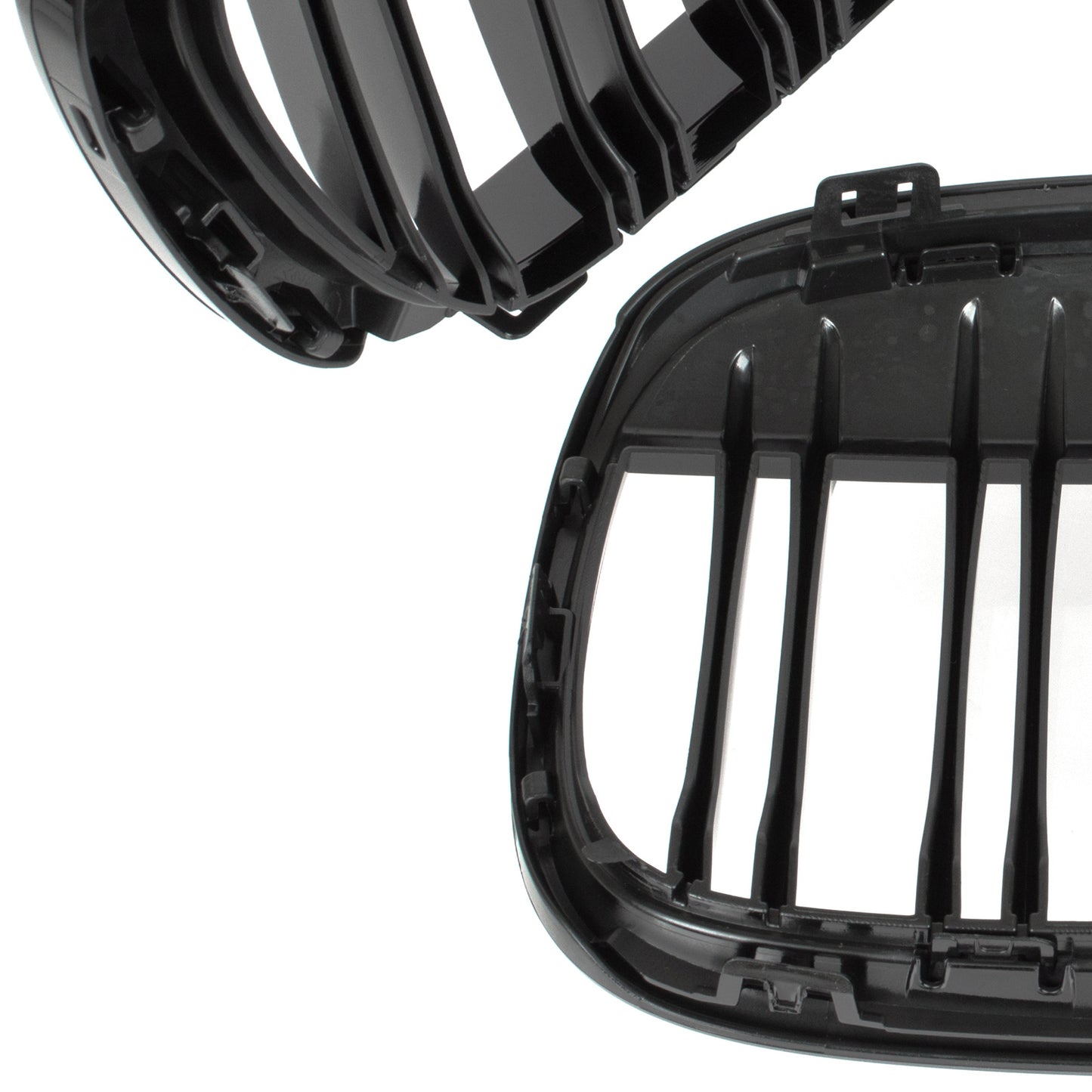 BMW X1 F48 15-19 Grille (Kidneys) Left + Right Set BLACK GLOSSY DOUBLE BAR