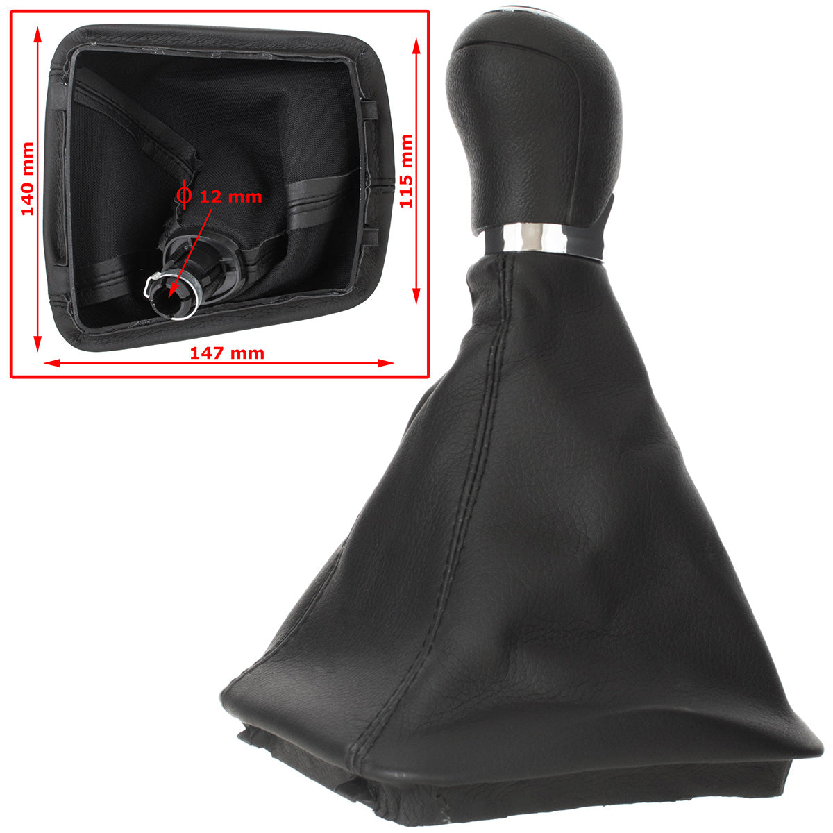 Skoda Octavia II 07-14 gear knob + gaiter with frame ECO-LEATHER 5 SPEED