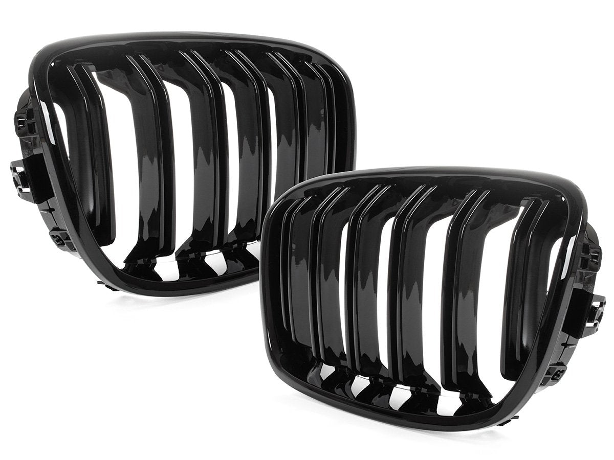 BMW 1 F20 / F21 11-14 3/5D HATCHBACK grilles (kidneys) left + right set BLACK GLOSSY DOUBLE BAR