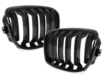 BMW 1 F20 / F21 11-14 3/5D HATCHBACK grilles (kidneys) left + right set BLACK GLOSSY DOUBLE BAR