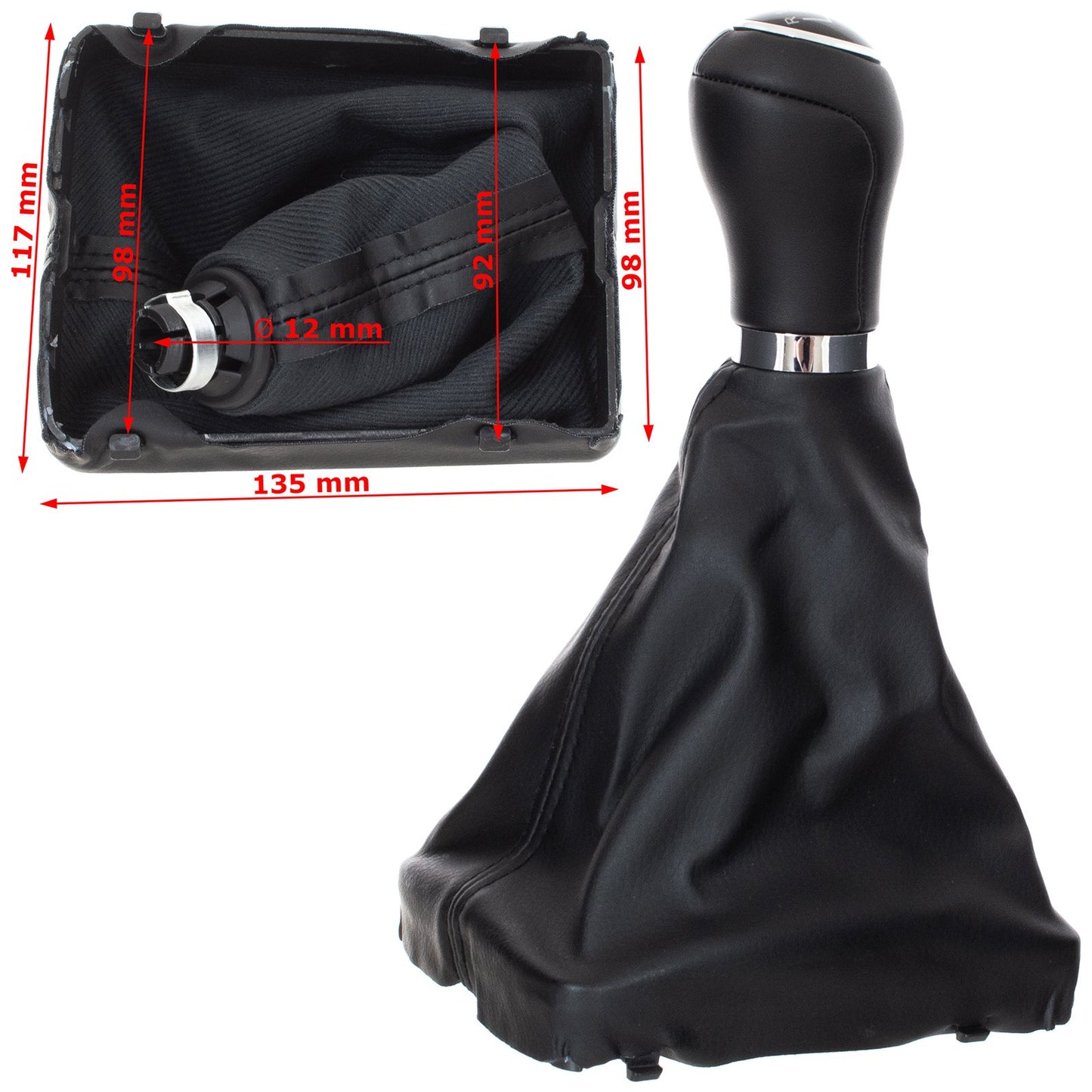 Audi A4 B8 07-15 Gear knob BLACK 6 SPEEDS + BLACK GAITER