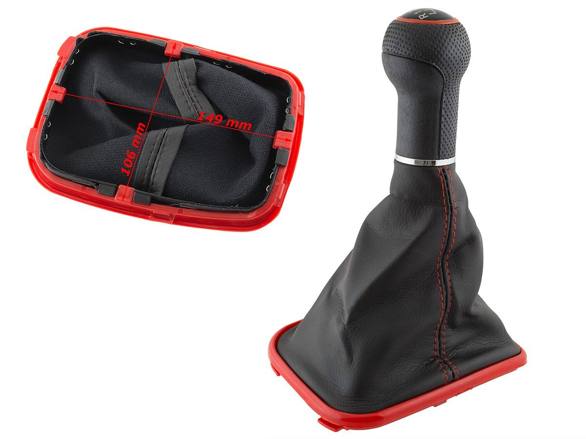 VW Golf IV 97-06 gear knob + GAITER WITH RED FRAME 6 GEARS 12 MM