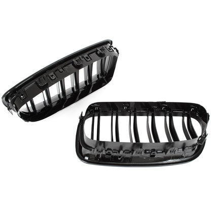 BMW 5 F10 / F11 10-17 grilles between headlights (kidneys) left + right set BLACK GLOSSY DOUBLE BAR