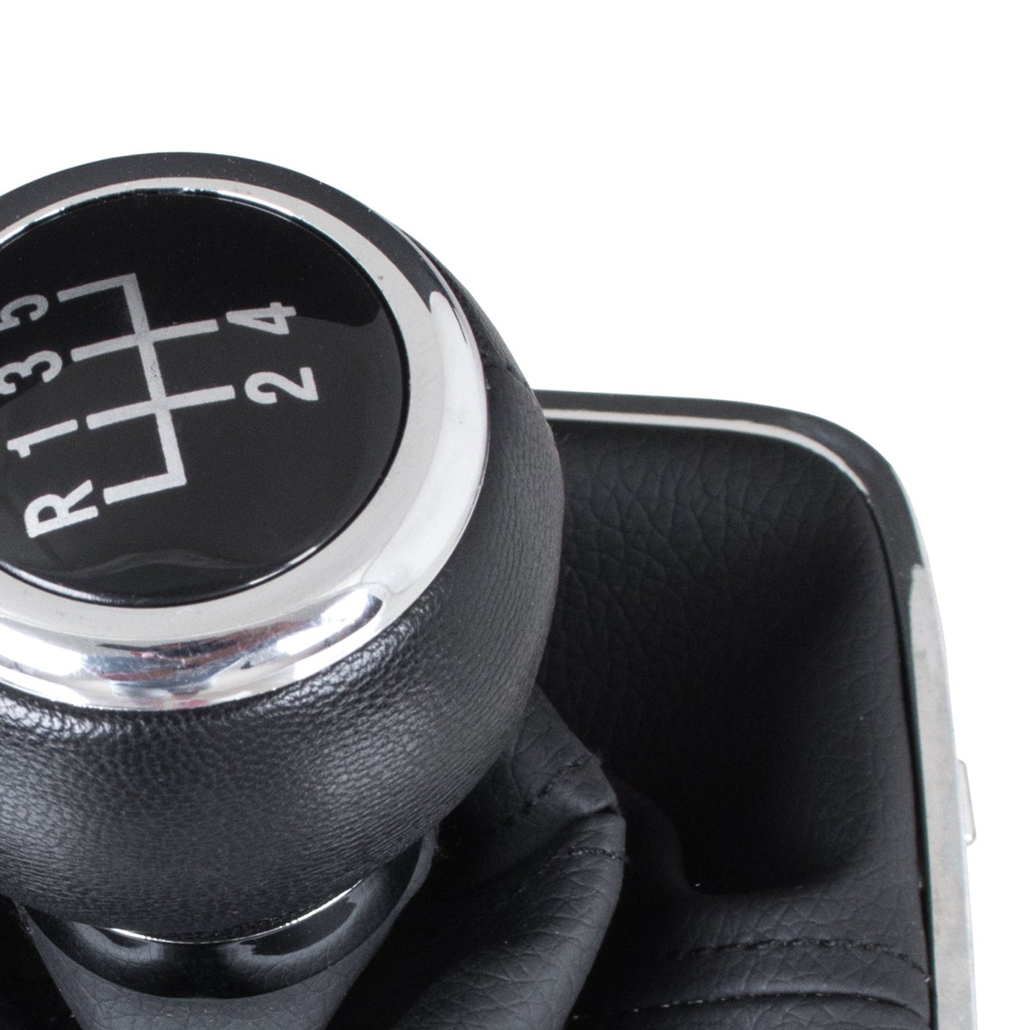 VW Passat B6 05-10 BLACK gear knob + BLACK gaiter with CHROME frame 5 SPEED