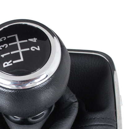 VW Passat B6 05-10 BLACK gear knob + BLACK gaiter with CHROME frame 5 SPEED