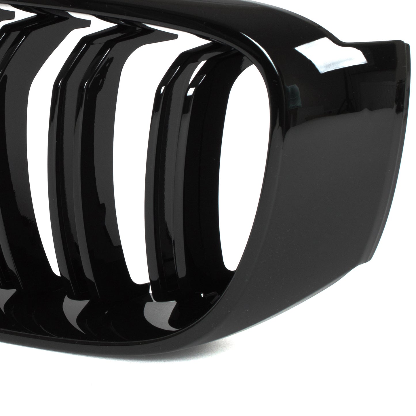 BMW 3 F34 GT 13-20 grilles between headlights (kidney grilles) left + right set. BLACK GLOSSY DOUBLE BAR