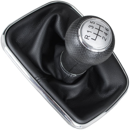 VW Golf IV 97-03 gear knob SILVER + gaiter with CHROME frame 6 SPEED 23MM HOLE