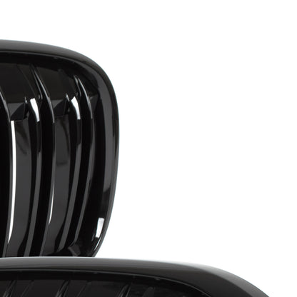 BMW X1 F48 15-19 Grille (Kidneys) Left + Right Set BLACK GLOSSY DOUBLE BAR