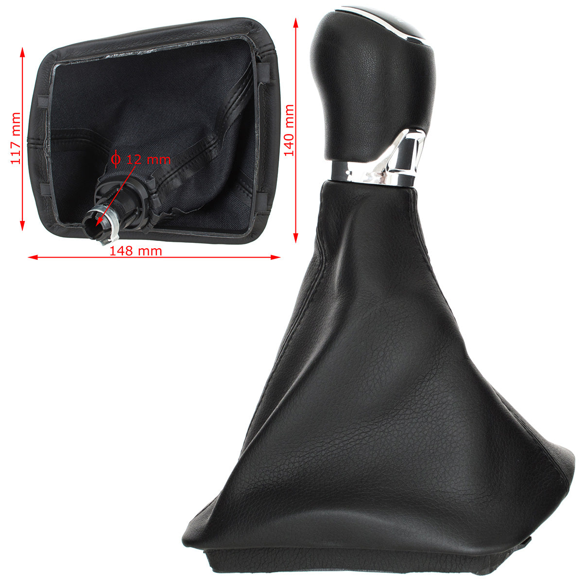Skoda Octavia II 07-14 gear knob + gaiter with frame ECO-LEATHER 6 SPEED