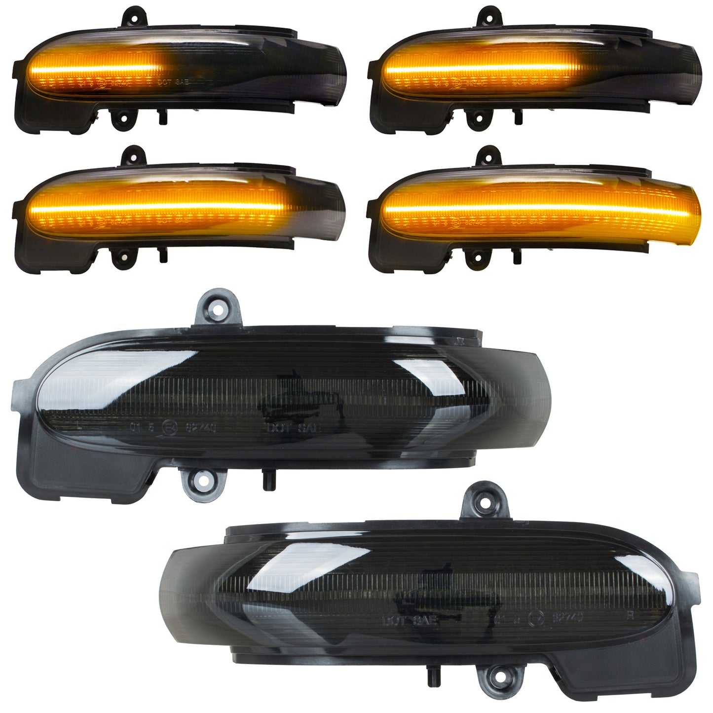 Mercedes CL203 S203 W203 C-Class 01-07 left + right SMOKED DYNAMIC LED mirror indicator 2 pcs. SET