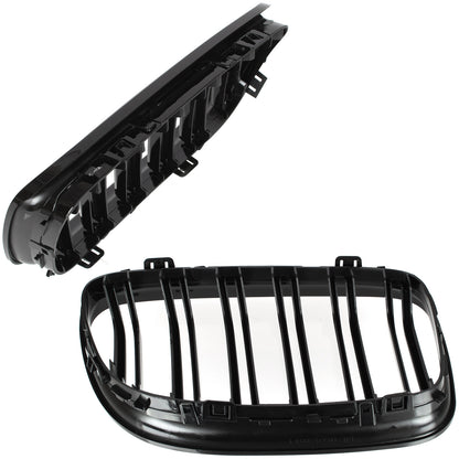 BMW 3 E90 / E91 09-13 SEDAN / ESTATE grilles (kidneys) left + right set BLACK GLOSSY DOUBLE BAR