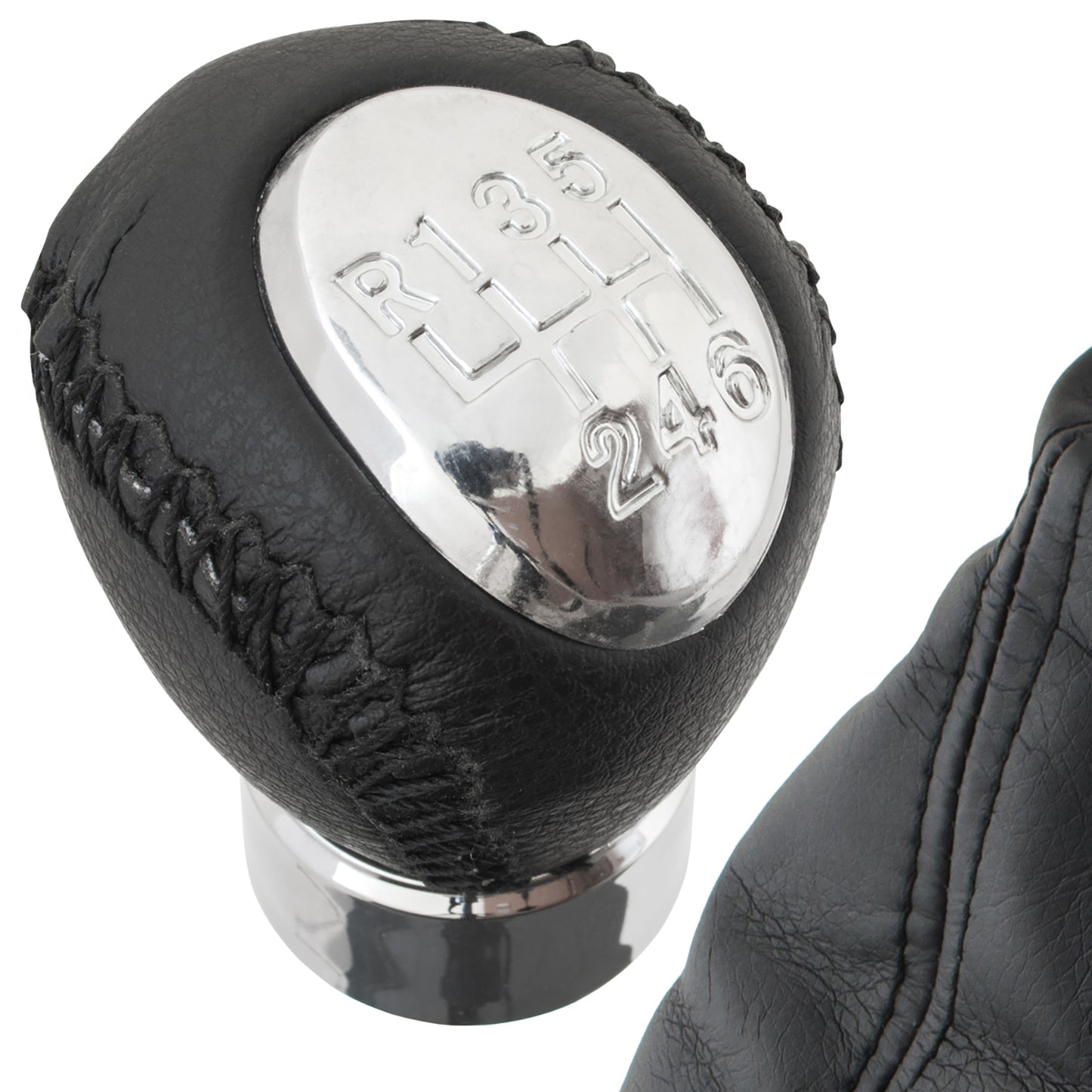 Mazda 6 GG/GY 02-08 gear knob BLACK LEATHER 6-SPEED + gear stick gaiter + frame 2 pcs. SET