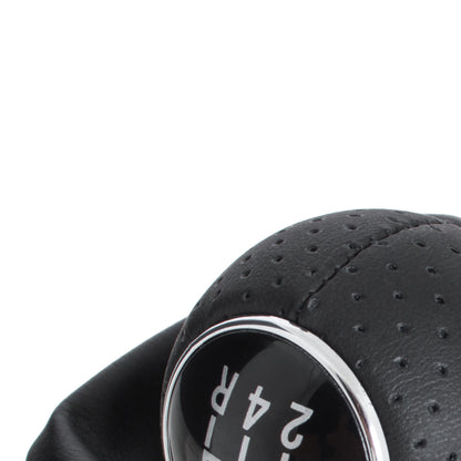 Audi A3 I 8L 96-03 gear knob BLACK + BLACK GAITER with RED STITCHING CHROME RING 5 GEARS REVERSE BOTTOM LEFT