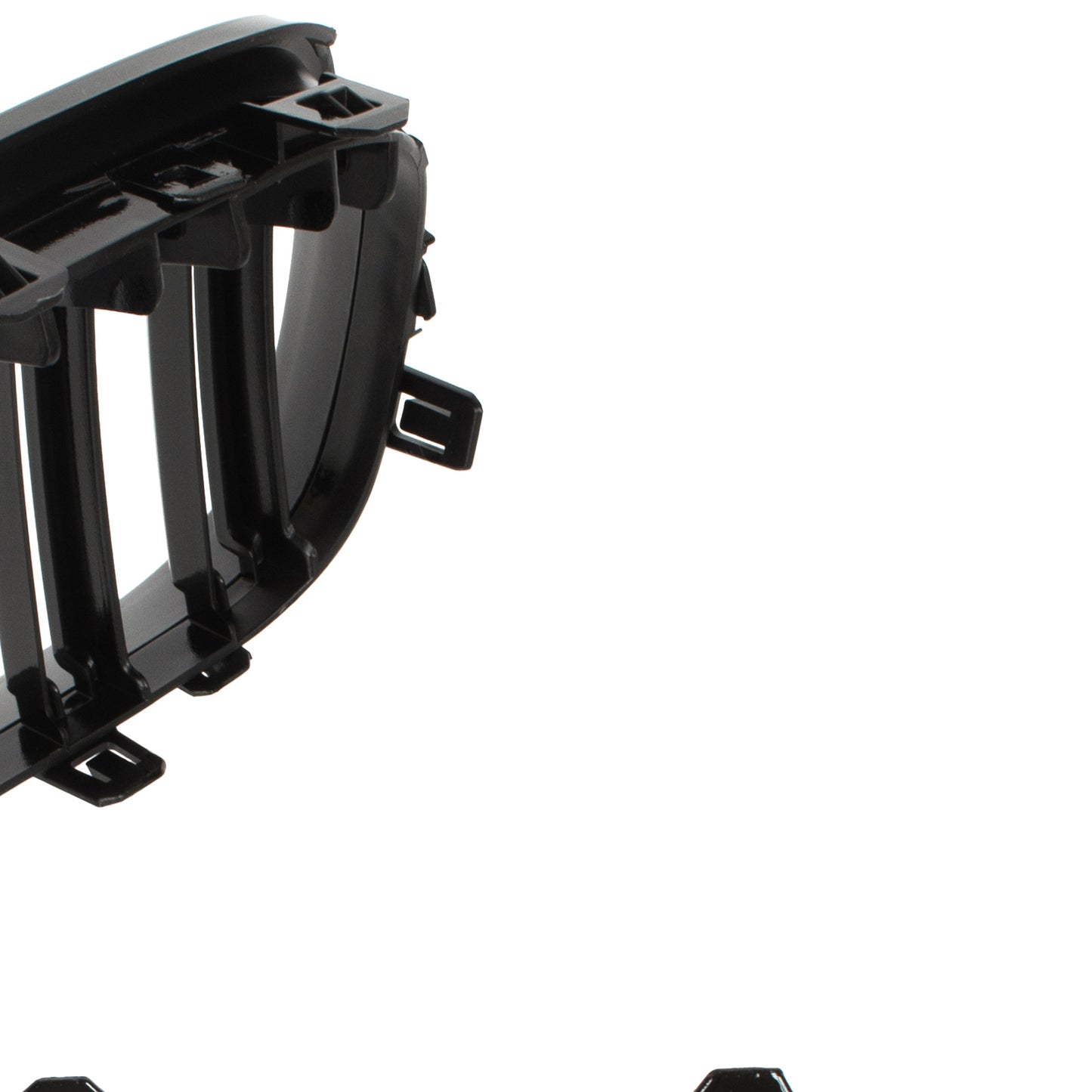 BMW 5 E60 / E61 03-10 grilles between headlights (kidneys) left + right set. BLACK GLOSSY DOUBLE BAR CURVED RIBS