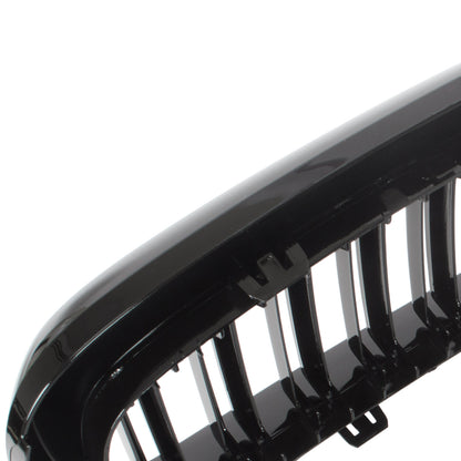 BMW X6 F16 14-19 dummy grilles between headlights (kidneys) left + right set. BLACK GLOSSY DOUBLE BAR