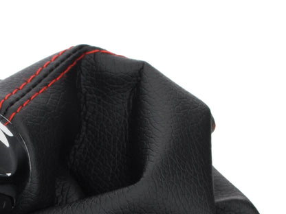 Audi A5 8T 07-16 gear knob BLACK + CHROME 6-SPEED + BLACK GAITER WITH RED STITCHING