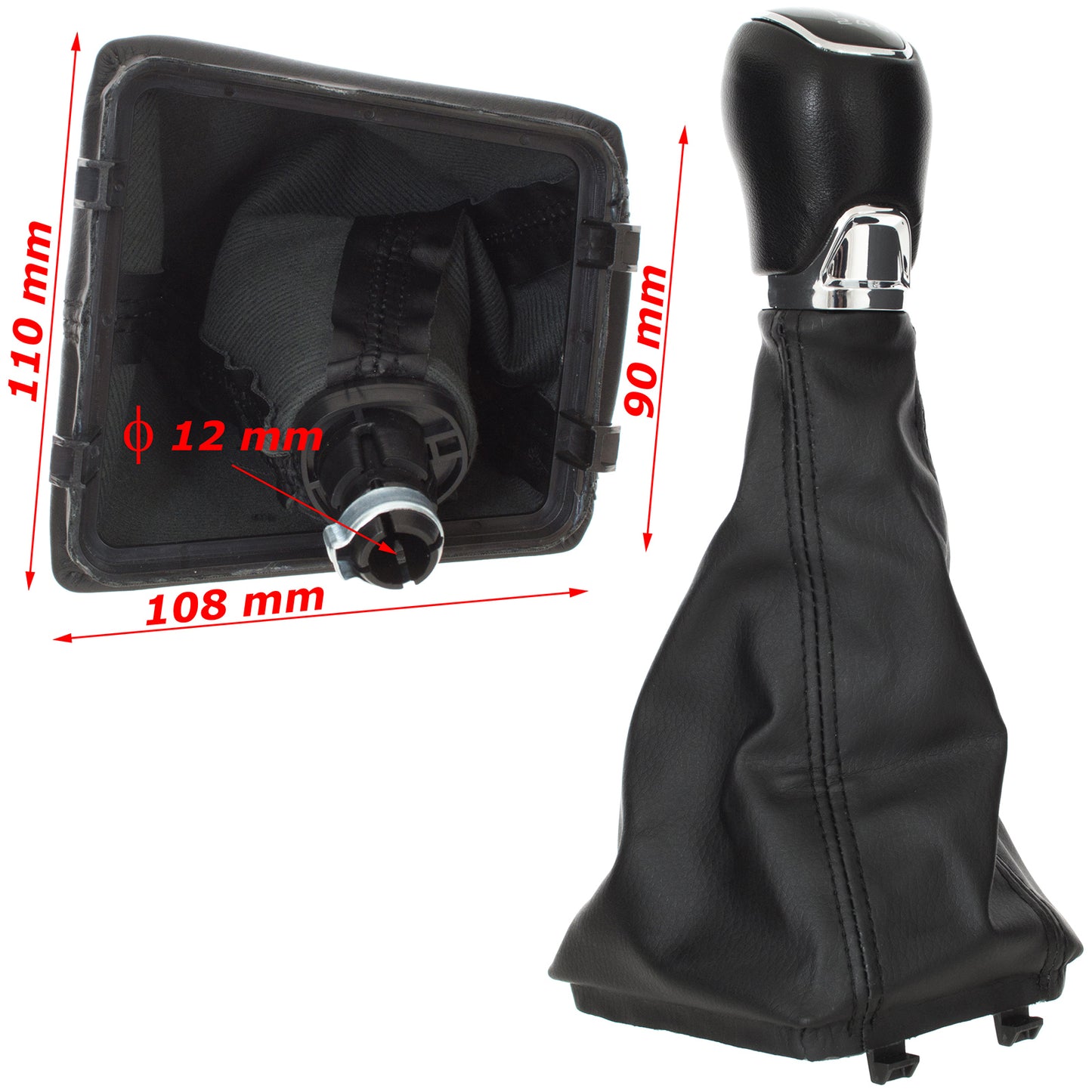 Skoda Octavia III 2012- Gear knob + gaiter with frame ECO-LEATHER 6 SPEED