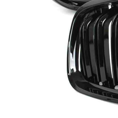 BMW 3 E90 / E91 09-13 SEDAN / ESTATE grilles (kidneys) left + right set BLACK GLOSSY DOUBLE BAR
