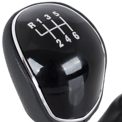 Ford Focus Mk3 FL 14-18 gear knob BLACK ECO-LEATHER + BLACK + gaiter with frame 6 SPEEDS