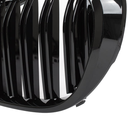 BMW 7 G11 G12 2015- Grilles between headlights (kidneys) left + right set. BLACK GLOSSY DOUBLE BAR