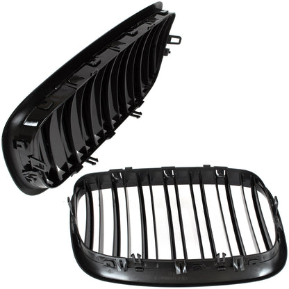 BMW X6 E71 07-14 grilles between headlights (kidneys) left + right set BLACK GLOSSY DOUBLE BAR