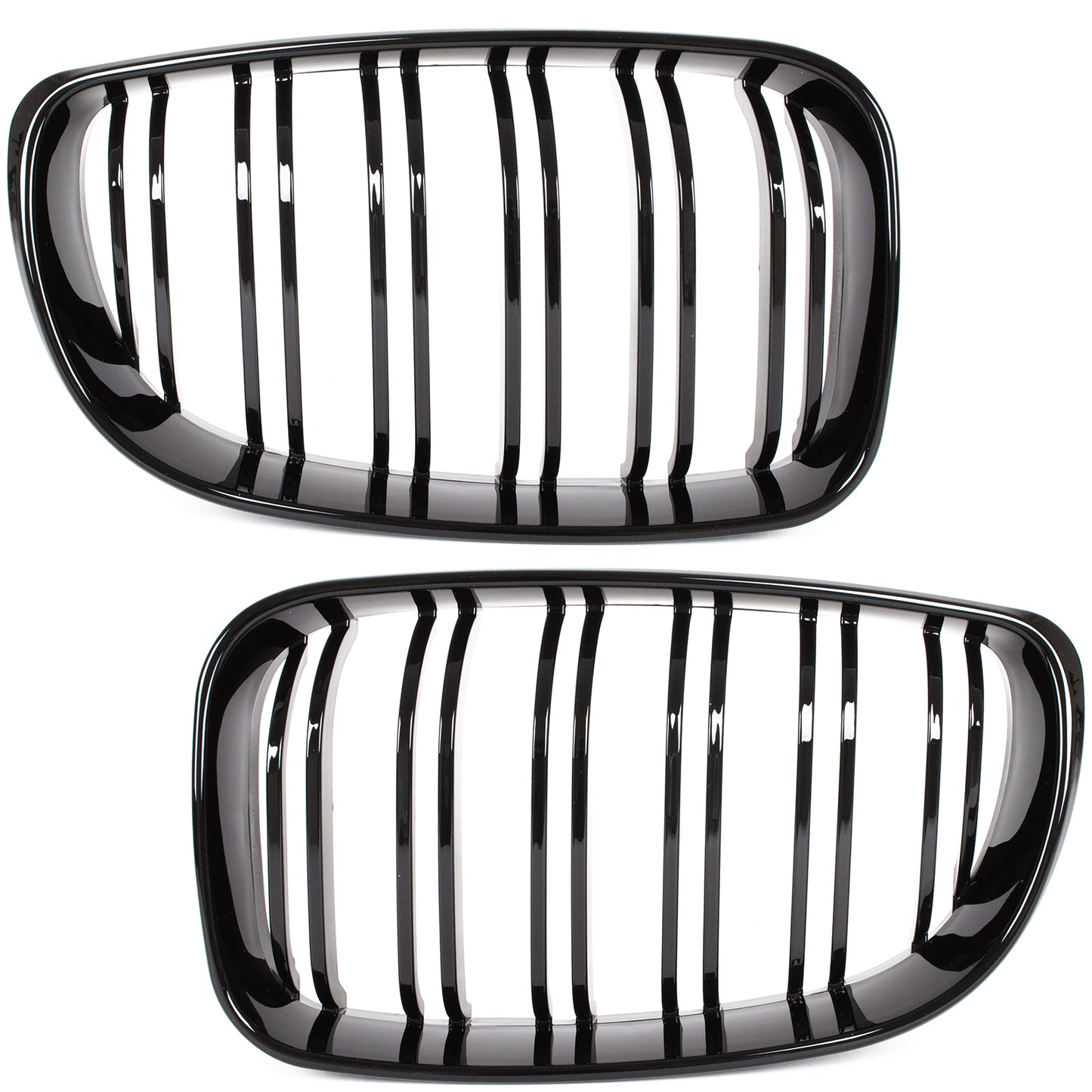 BMW 1 E81 E82 E87 E88 07-11 atrapy między reflektory (nerki) lewa + prawa kpl. BLACK GLOSSY DOUBLE BAR