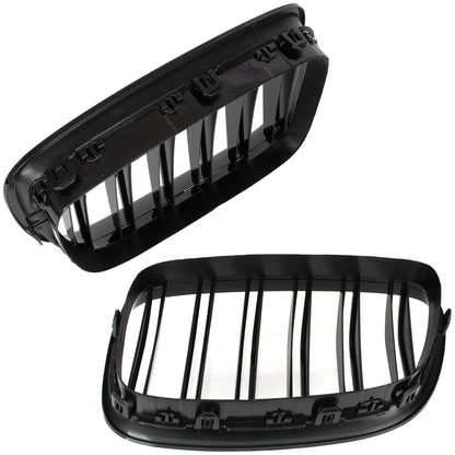 BMW 5 F07 GT 09-17 headlight grilles (kidneys) left + right set BLACK GLOSSY DOUBLE BAR