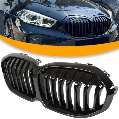 BMW 1 F40 2019- atrapa między reflektory (nerki) BLACK GLOSSY SINGLE BAR